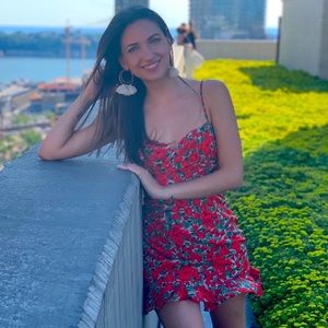 Superdown red floral patterned mini sun dress